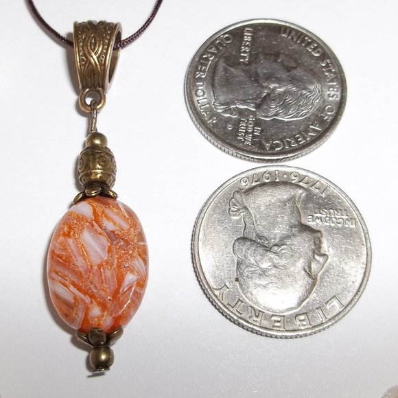 Boho Necklace Bronze and Orange Handmade NWT 5176 - Picture 8 of 8